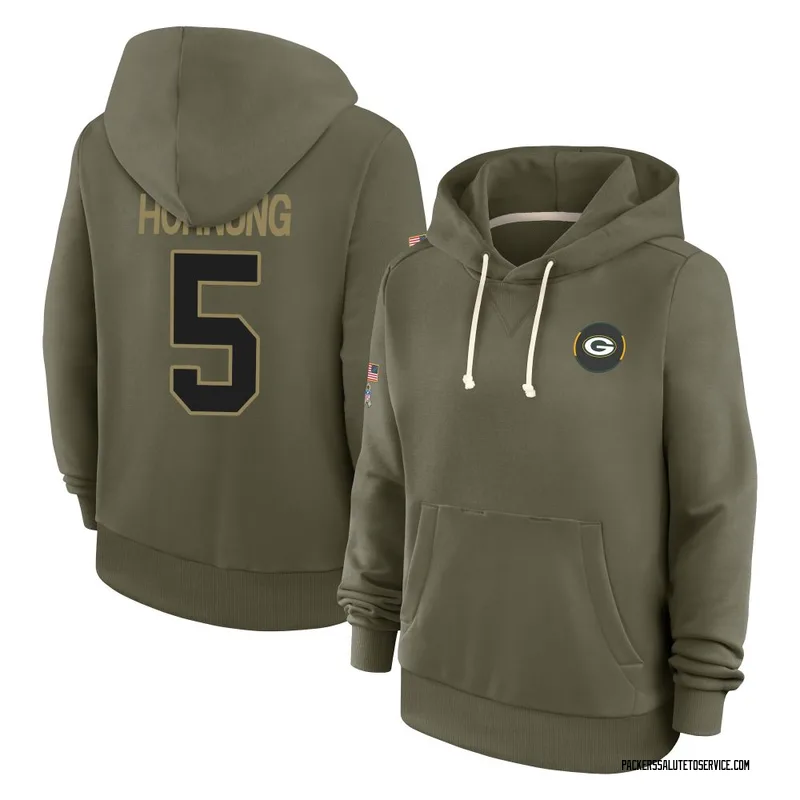 Women's Paul Hornung Green Bay Packers Olive 2025 Salute to Service Hoodie