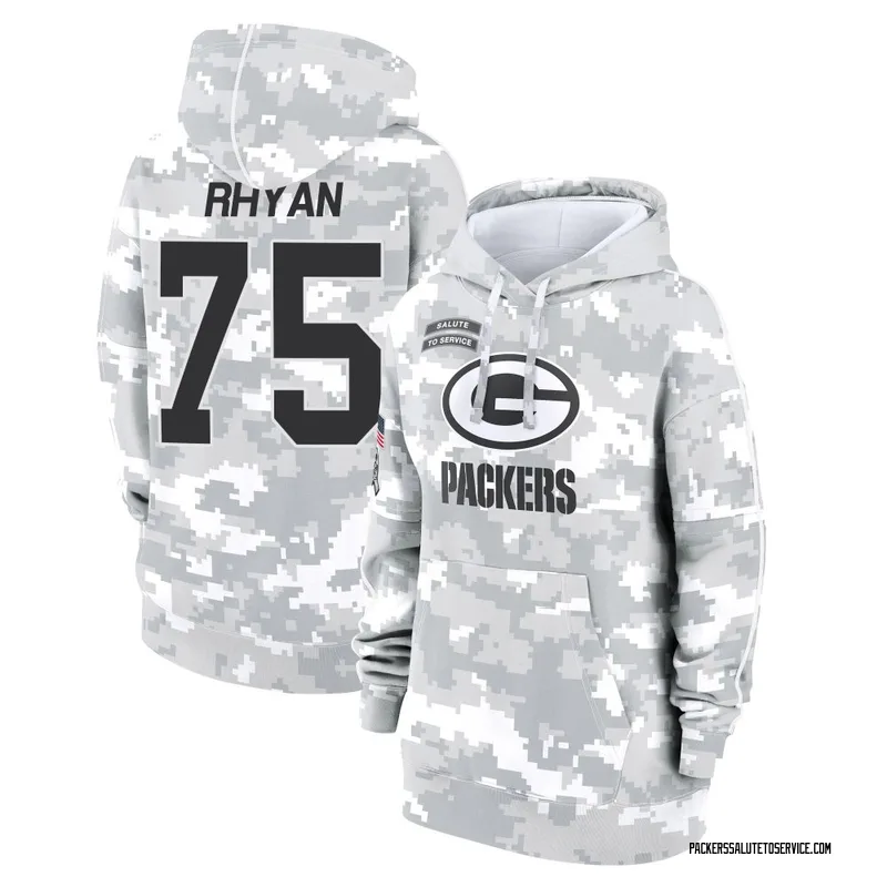 Women's Sean Rhyan Green Bay Packers Camo Arctic 2024 Salute to Service Club Fleece Pullover Hoodie