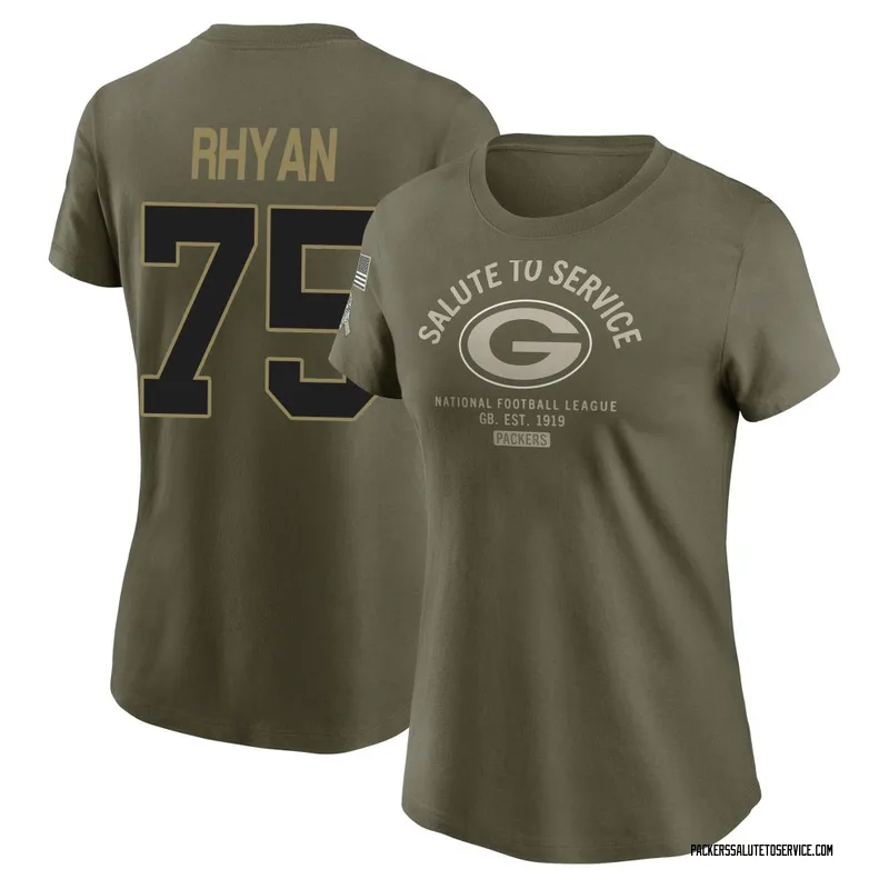 Women's Sean Rhyan Green Bay Packers Olive 2025 Salute to Service Sideline T-Shirt