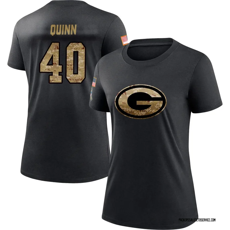 Women's TJ Quinn Green Bay Packers Black 2020 Salute To Service Performance T-Shirt