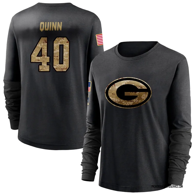 Women's TJ Quinn Green Bay Packers Black 2020 Salute To Service Sideline Performance Long Sleeve T-Shirt
