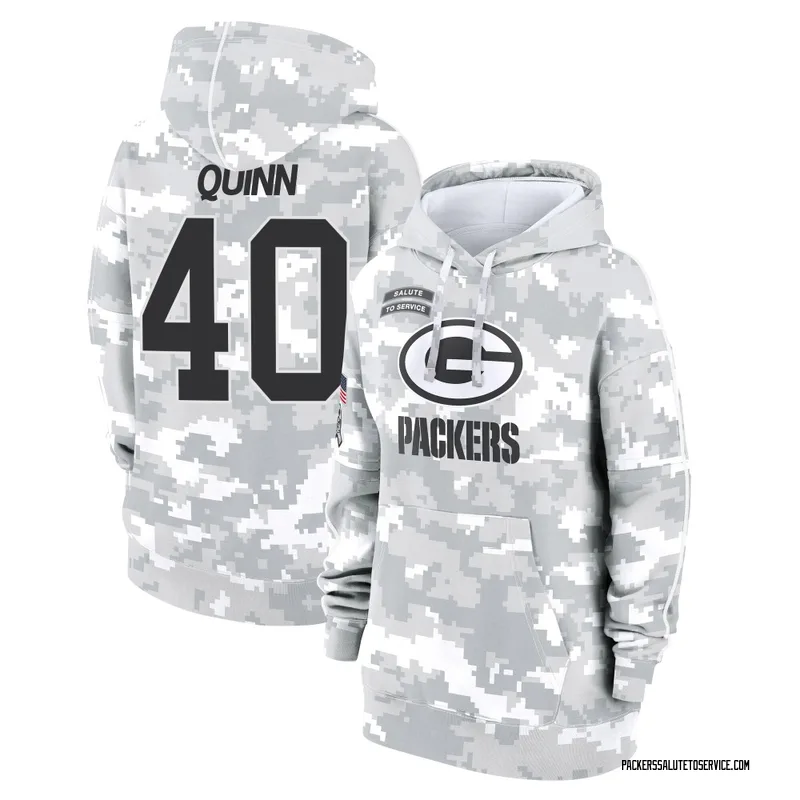 Women's TJ Quinn Green Bay Packers Camo Arctic 2024 Salute to Service Club Fleece Pullover Hoodie