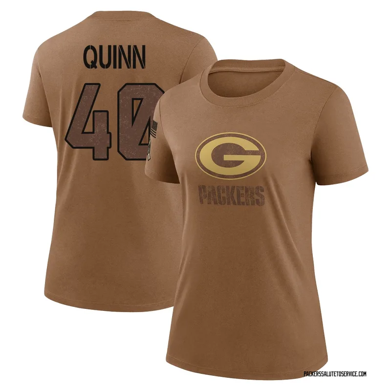 Women's TJ Quinn Green Bay Packers Legend Brown 2023 Salute To Service Performance T-Shirt