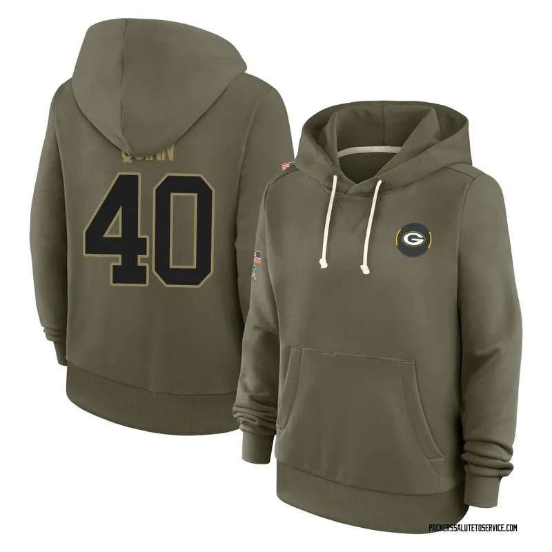 Women's TJ Quinn Green Bay Packers Olive 2025 Salute to Service Hoodie