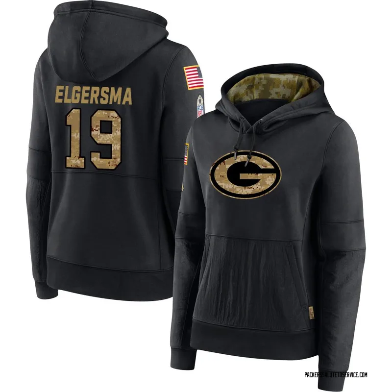 Women's Taylor Elgersma Green Bay Packers Black 2020 Salute to Service Sideline Performance Pullover Hoodie