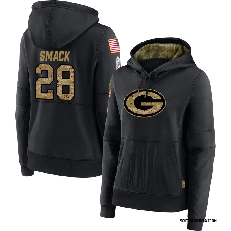 Women's Trey Smack Green Bay Packers Black 2020 Salute to Service Sideline Performance Pullover Hoodie