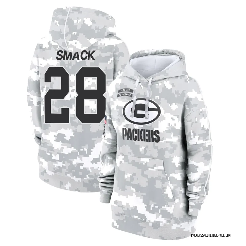 Women's Trey Smack Green Bay Packers Camo Arctic 2024 Salute to Service Club Fleece Pullover Hoodie