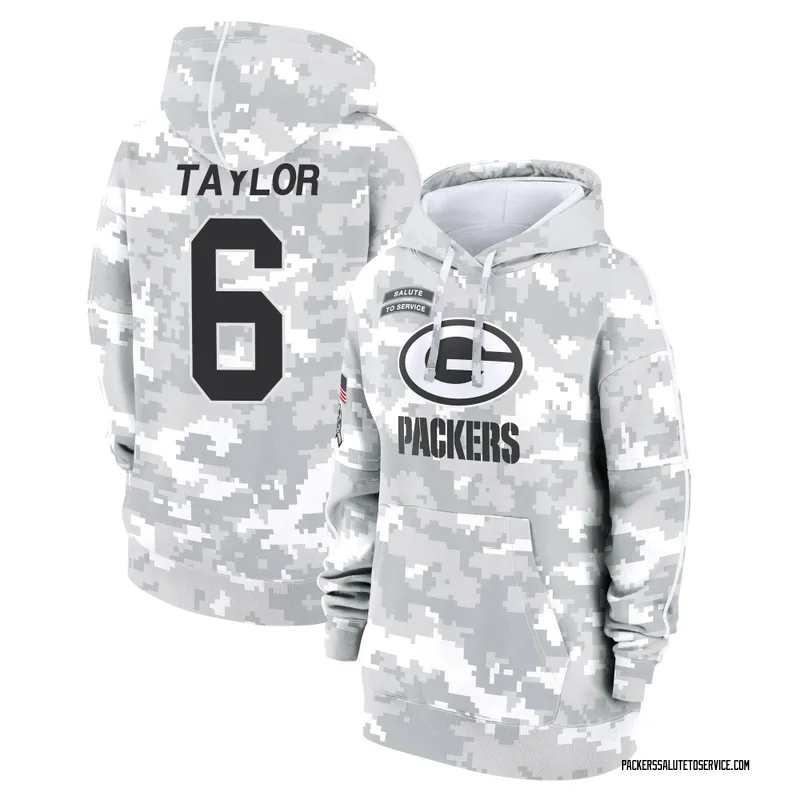 Women's Tyrod Taylor Green Bay Packers Camo Arctic 2024 Salute to Service Club Fleece Pullover Hoodie
