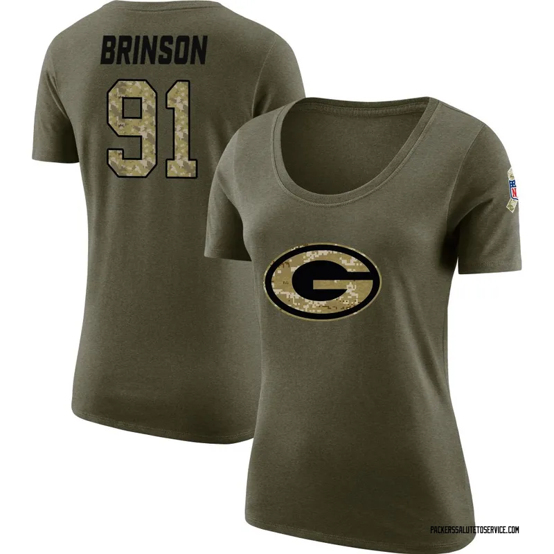 Women's Warren Brinson Green Bay Packers Legend Olive Salute to Service Scoop Neck T-Shirt