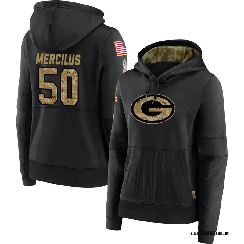 Women's Whitney Mercilus Green Bay Packers Black 2020 Salute to Service Sideline Performance Pullover Hoodie