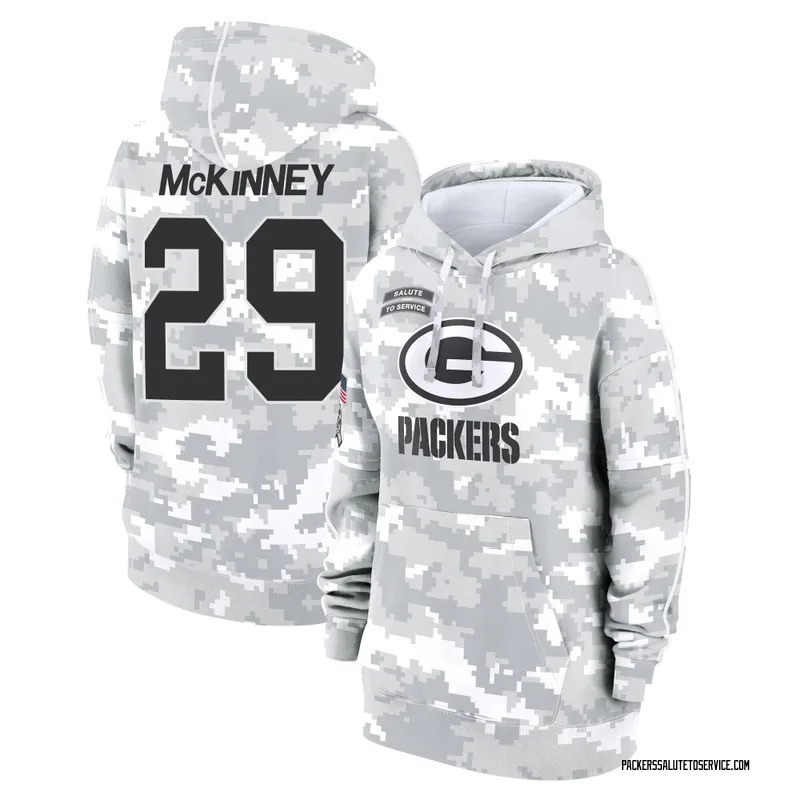 Women's Xavier McKinney Green Bay Packers Camo Arctic 2024 Salute to Service Club Fleece Pullover Hoodie