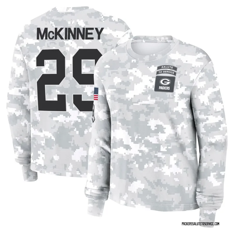 Women's Xavier McKinney Green Bay Packers Camo Arctic 2024 Salute to Service Long Sleeve T-Shirt
