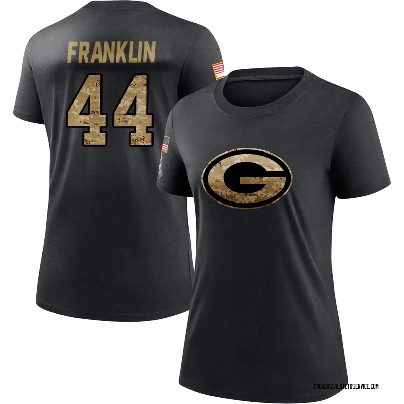 Women's Zaire Franklin Green Bay Packers Black 2020 Salute To Service Performance T-Shirt