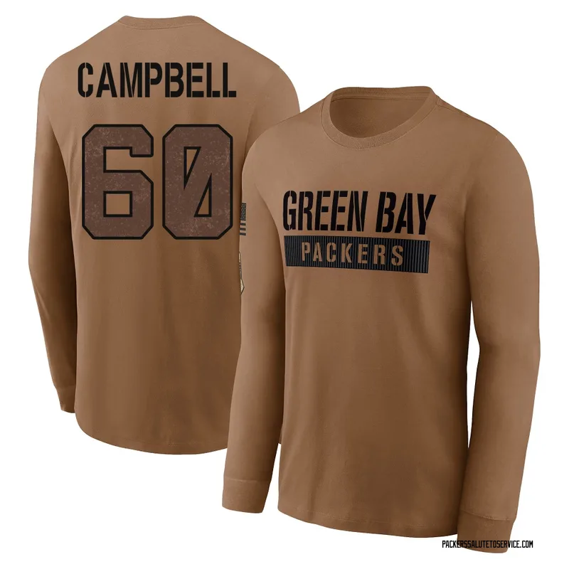 Youth Anthony Campbell Green Bay Packers Brown 2023 Salute To Service Long Sleeve T-Shirt