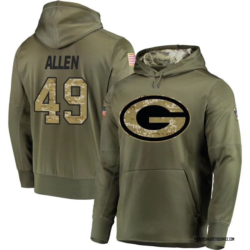 Youth Austin Allen Green Bay Packers Olive Salute to Service Pullover Hoodie