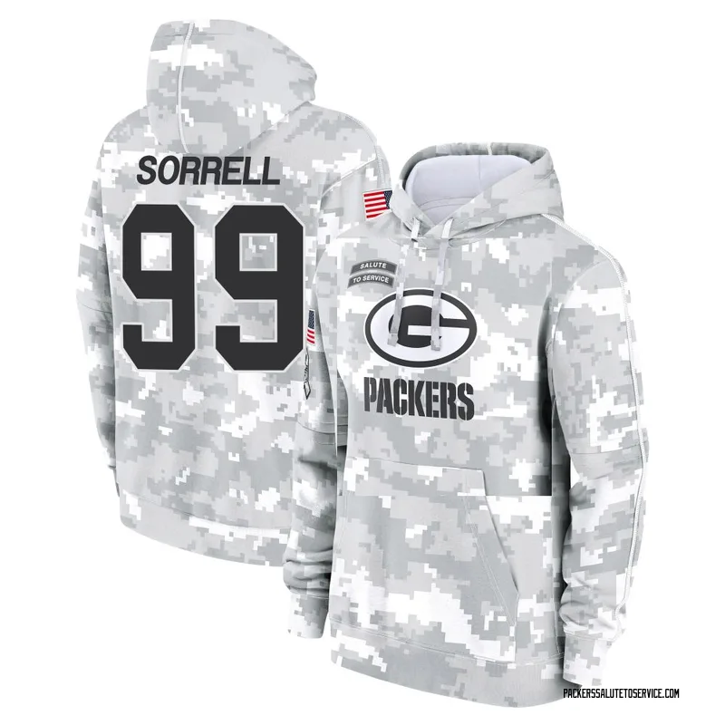 Youth Barryn Sorrell Green Bay Packers Camo Arctic 2024 Salute to Service Club Fleece Pullover Hoodie