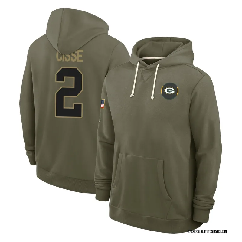 Youth Brandon Cisse Green Bay Packers Olive 2025 Salute to Service Hoodie