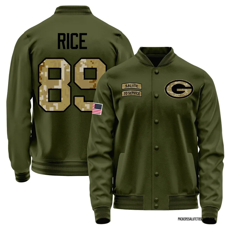 Youth Brenden Rice Green Bay Packers Olive Salute to Service Sideline Performance Jacket