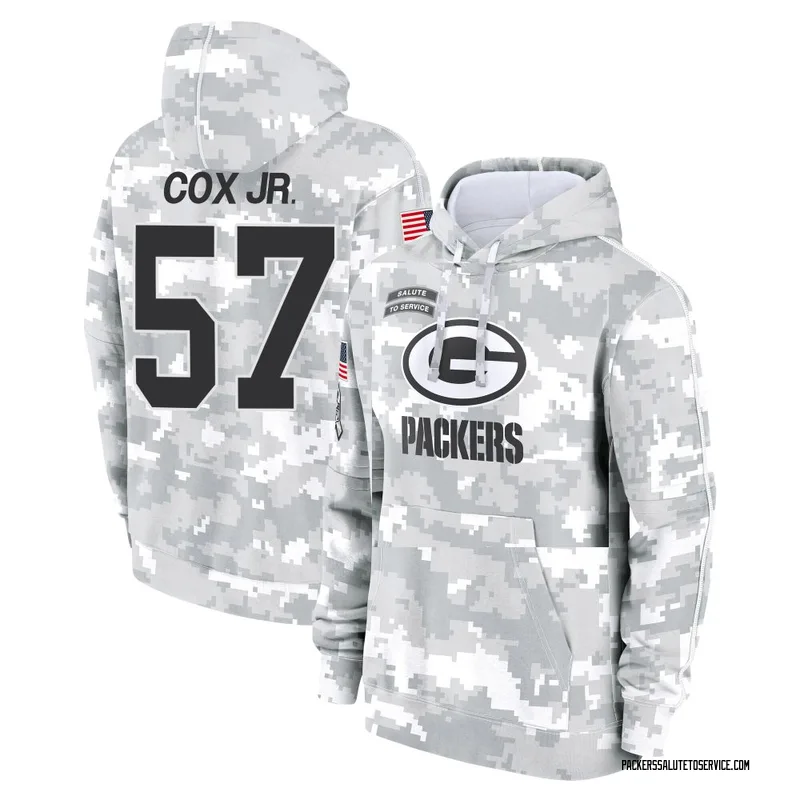 Youth Brenton Cox Jr. Green Bay Packers Camo Arctic 2024 Salute to Service Club Fleece Pullover Hoodie