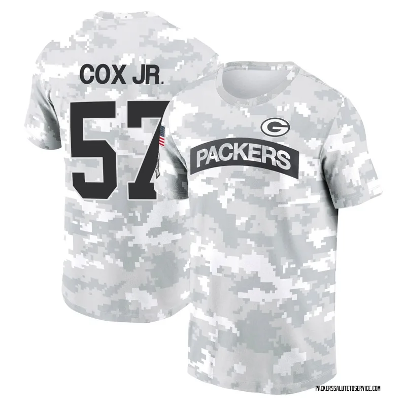 Youth Brenton Cox Jr. Green Bay Packers Camo Arctic 2024 Salute to Service Performance T-Shirt