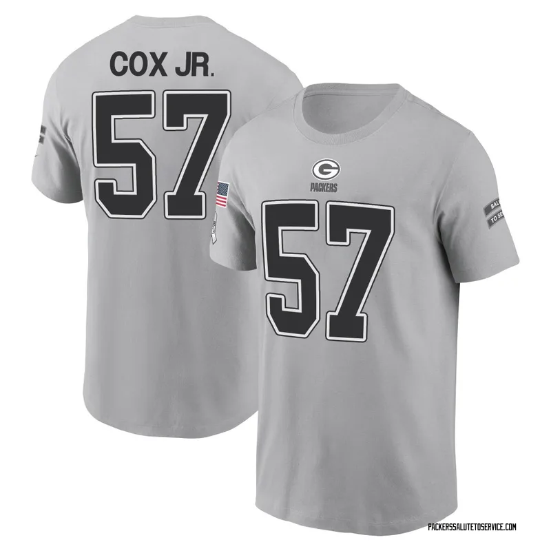 Youth Brenton Cox Jr. Green Bay Packers Gray 2024 Salute to Service Name & Number T-Shirt