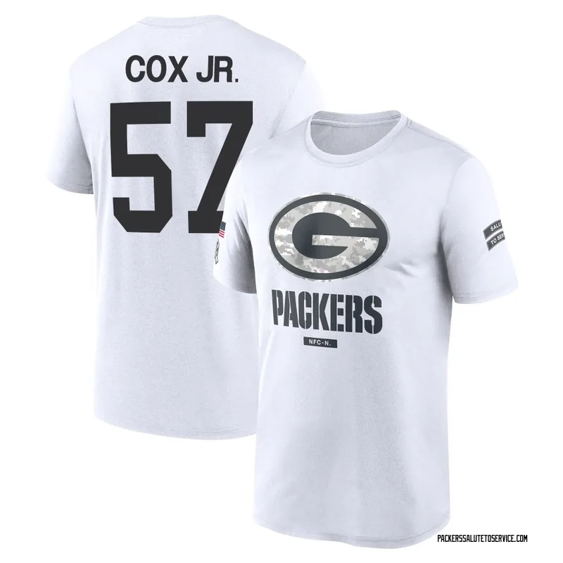Youth Brenton Cox Jr. Green Bay Packers Legend White 2024 Salute to Service Performance T-Shirt