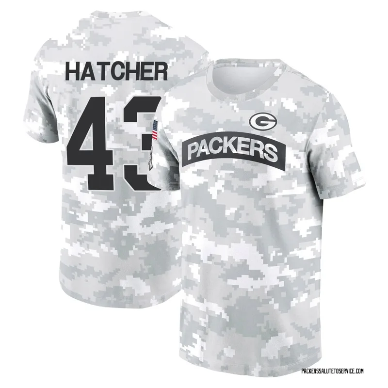 Youth Broughton Hatcher Green Bay Packers Camo Arctic 2024 Salute to Service Performance T-Shirt