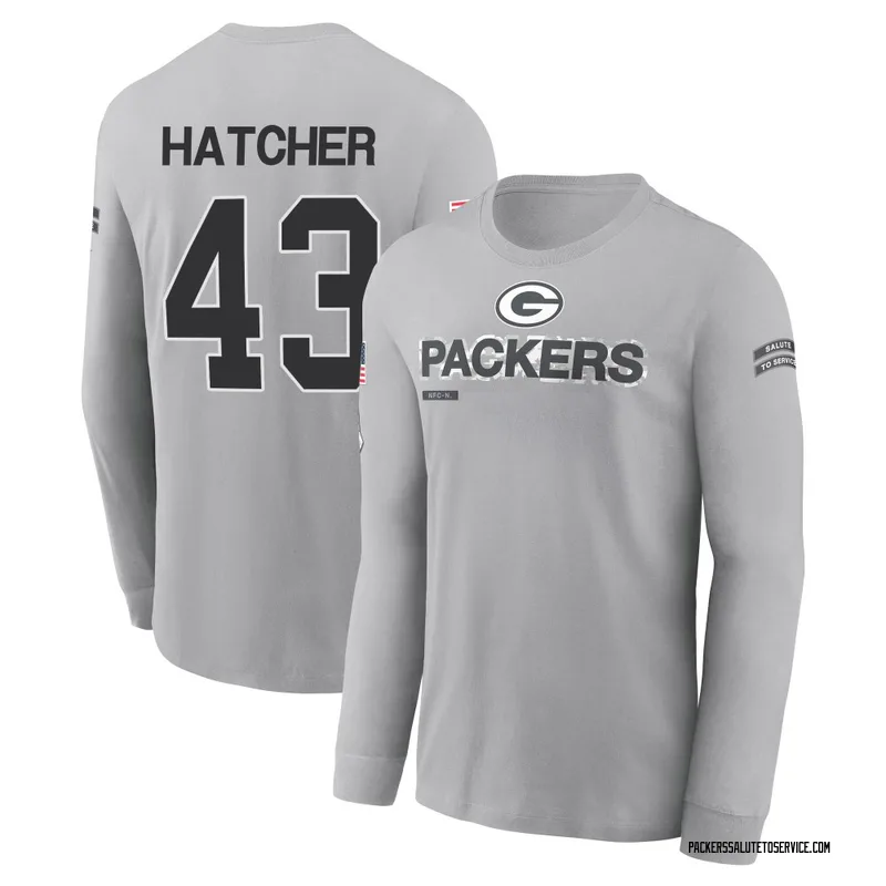 Youth Broughton Hatcher Green Bay Packers Gray 2024 Salute to Service Long Sleeve T-Shirt