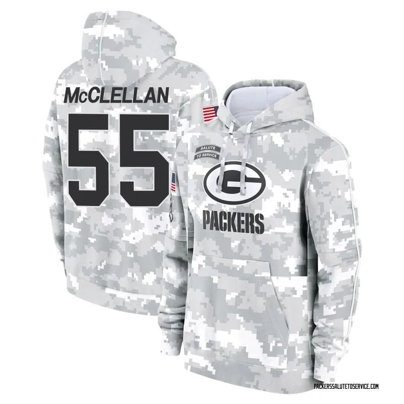 Youth Chris McClellan Green Bay Packers Camo Arctic 2024 Salute to Service Club Fleece Pullover Hoodie