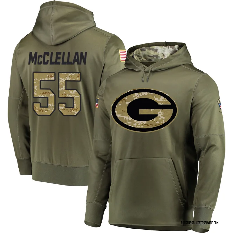 Youth Chris McClellan Green Bay Packers Olive Salute to Service Pullover Hoodie