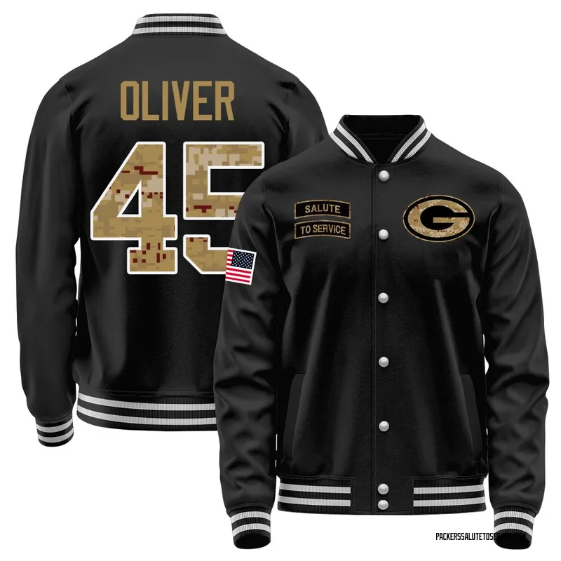 Youth Collin Oliver Green Bay Packers Black Salute to Service Sideline Performance Jacket