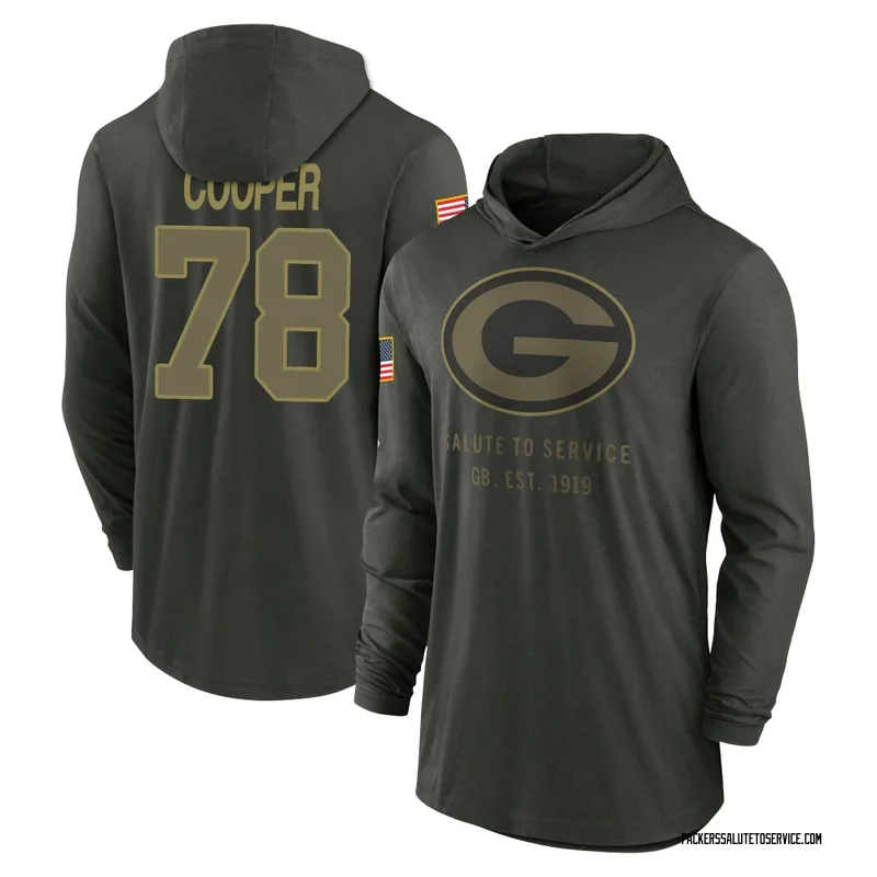 Youth Dalton Cooper Green Bay Packers Green Forest/ 2025 Salute to Service Sideline Lightweight Hooded Pullover Long Sleeve T-Sh