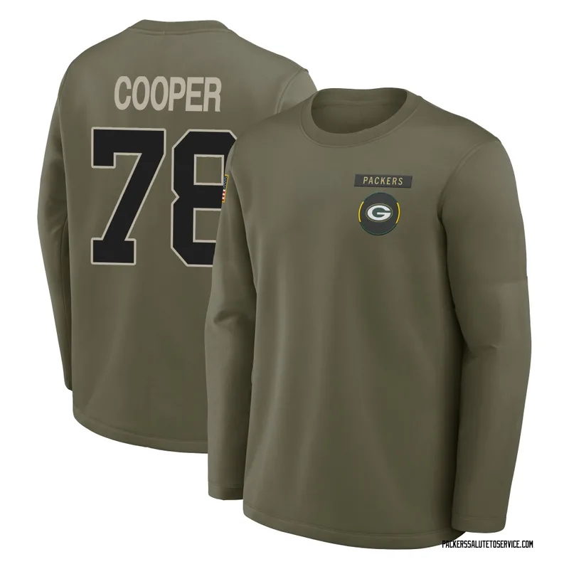 Youth Dalton Cooper Green Bay Packers Olive 2025 Salute to Service Sideline Coaches Long Sleeve T-Shirt