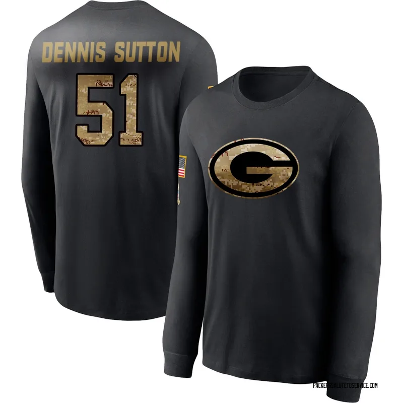 Youth Dani Dennis-Sutton Green Bay Packers Black 2020 Salute To Service Sideline Performance Long Sleeve T-Shirt