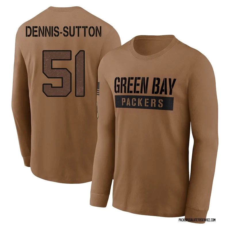 Youth Dani Dennis-Sutton Green Bay Packers Brown 2023 Salute To Service Long Sleeve T-Shirt