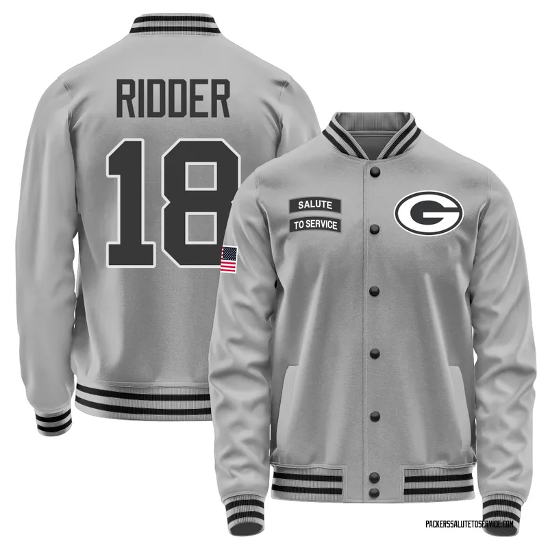 Youth Desmond Ridder Green Bay Packers Gray Salute to Service Performance Jacket