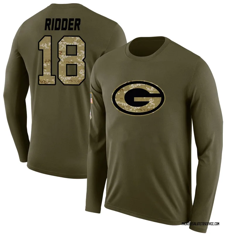 Youth Desmond Ridder Green Bay Packers Legend Olive Salute to Service Sideline Long Sleeve T-Shirt