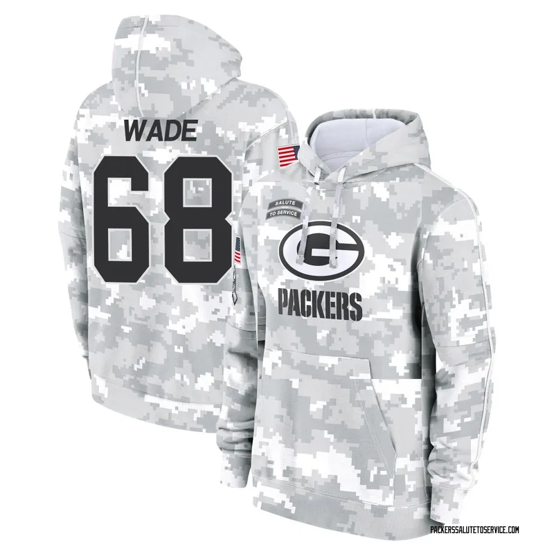 Youth Dillon Wade Green Bay Packers Camo Arctic 2024 Salute to Service Club Fleece Pullover Hoodie