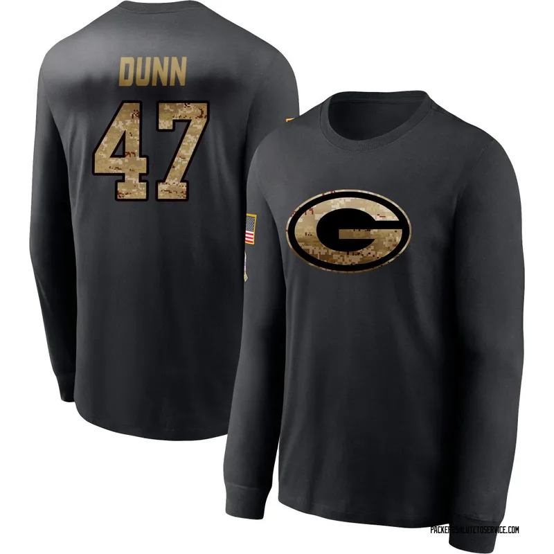 Youth Isaiah Dunn Green Bay Packers Black 2020 Salute To Service Sideline Performance Long Sleeve T-Shirt