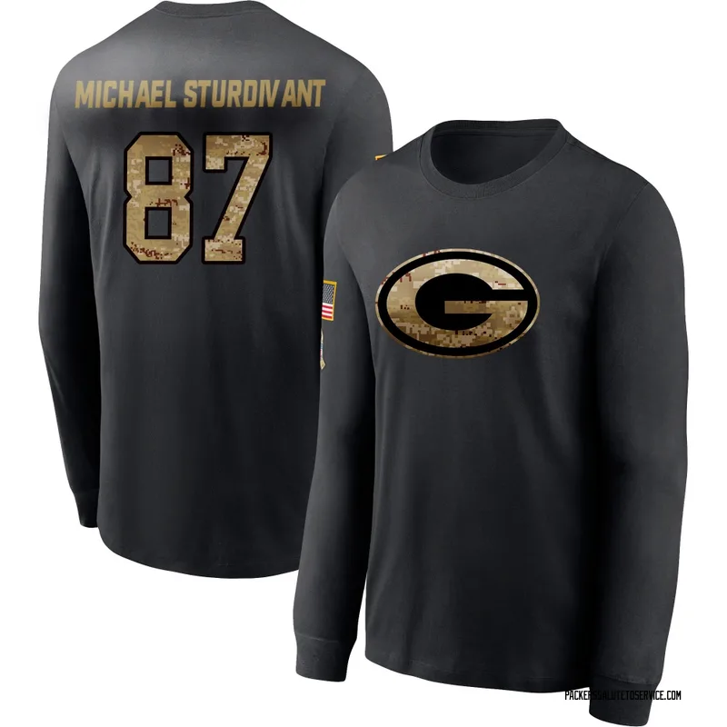 Youth J. Michael Sturdivant Green Bay Packers Black 2020 Salute To Service Sideline Performance Long Sleeve T-Shirt