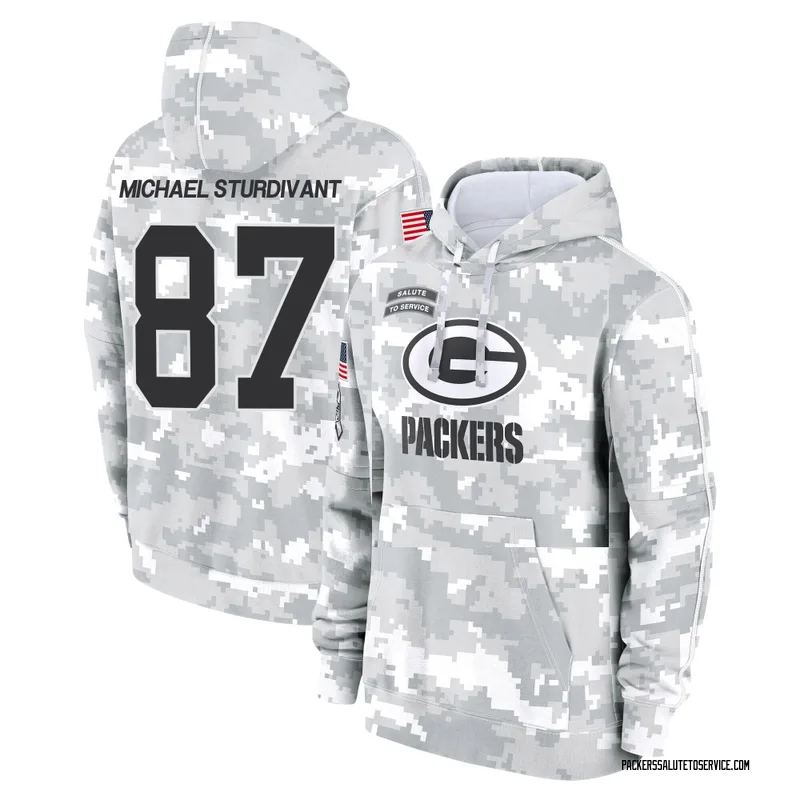 Youth J. Michael Sturdivant Green Bay Packers Camo Arctic 2024 Salute to Service Club Fleece Pullover Hoodie
