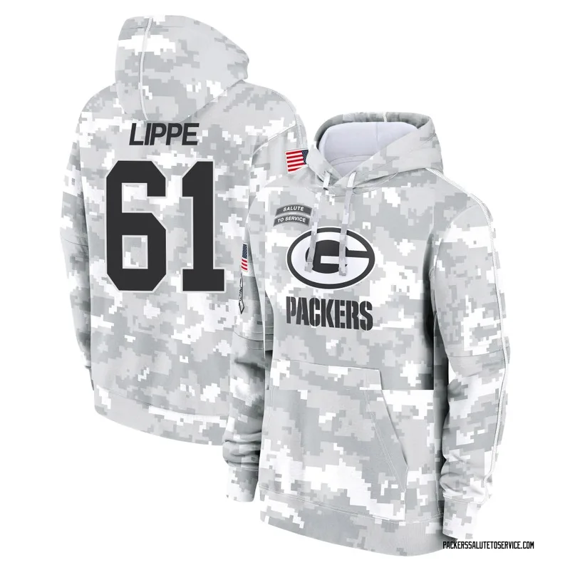 Youth J.J. Lippe Green Bay Packers Camo Arctic 2024 Salute to Service Club Fleece Pullover Hoodie