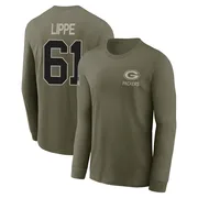 Youth J.J. Lippe Green Bay Packers Olive 2025 Salute to Service Sideline Long Sleeve T-Shirt