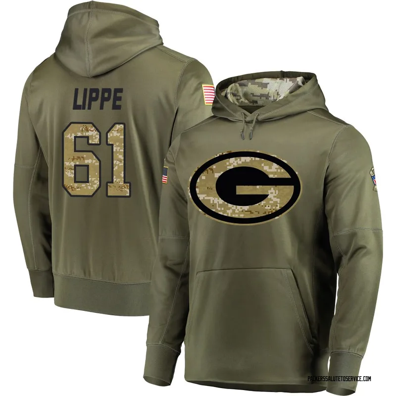 Youth J.J. Lippe Green Bay Packers Olive Salute to Service Pullover Hoodie