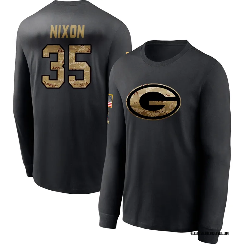 Youth Jaden Nixon Green Bay Packers Black 2020 Salute To Service Sideline Performance Long Sleeve T-Shirt