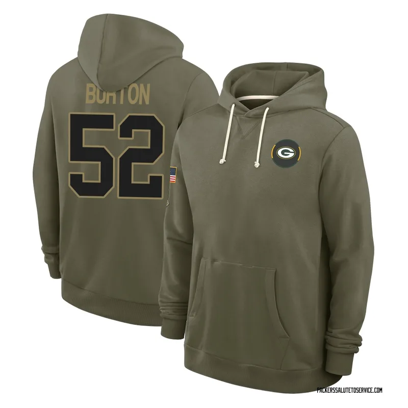 Youth Jager Burton Green Bay Packers Olive 2025 Salute to Service Hoodie
