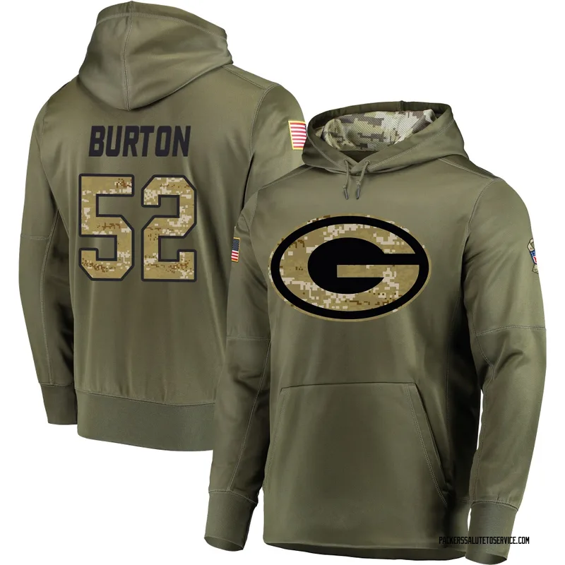 Youth Jager Burton Green Bay Packers Olive Salute to Service Pullover Hoodie