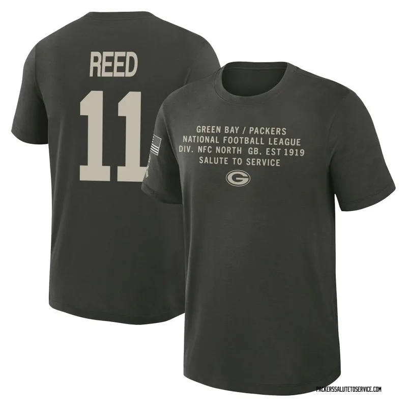 Youth Jayden Reed Green Bay Packers Green Forest/ 2025 Salute to Service Sideline Slub T-Shirt
