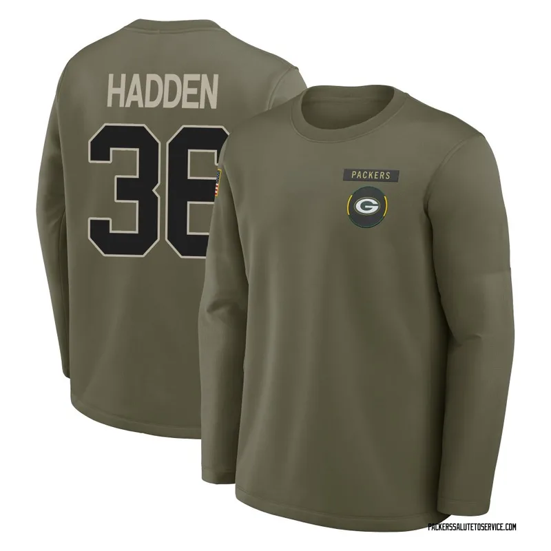 Youth Kamal Hadden Green Bay Packers Olive 2025 Salute to Service Sideline Coaches Long Sleeve T-Shirt