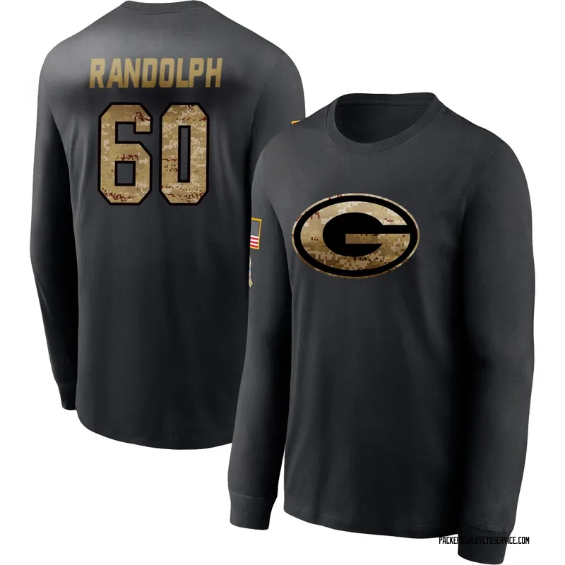 Youth Keith Randolph Green Bay Packers Black 2020 Salute To Service Sideline Performance Long Sleeve T-Shirt